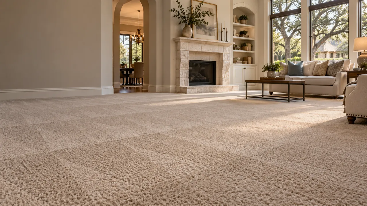 Freshly cleaned carpet in a bright Northlake-area living room