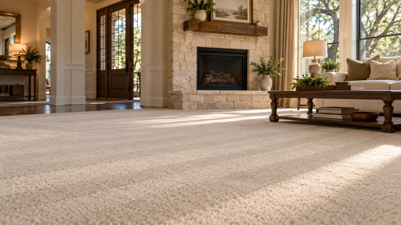 Freshly cleaned carpet in a bright North Richland Hills-area living room