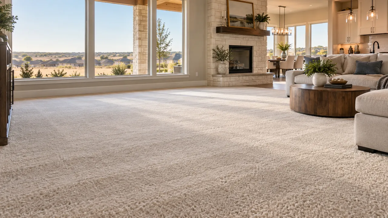 Freshly cleaned carpet in a bright Fort Worth-area living room
