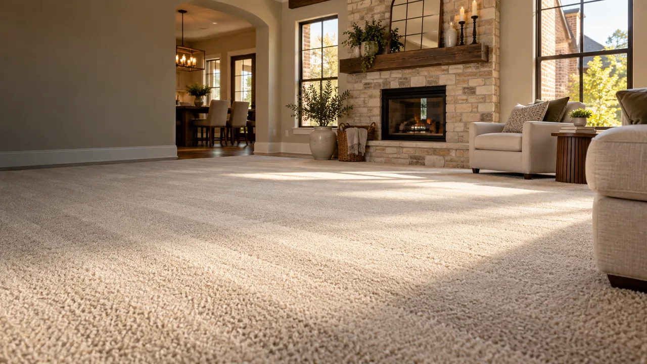 Freshly cleaned carpet in a bright Roanoke-area living room