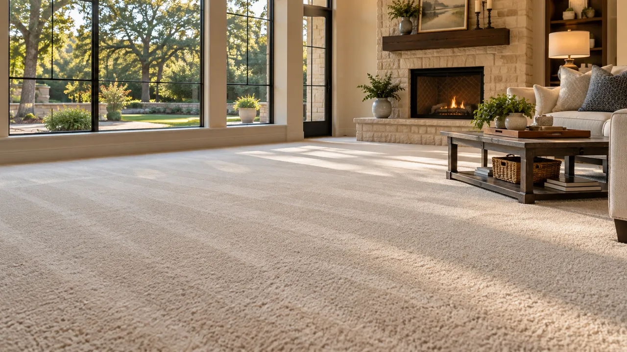 Freshly cleaned carpet in a bright Westlake-area living room