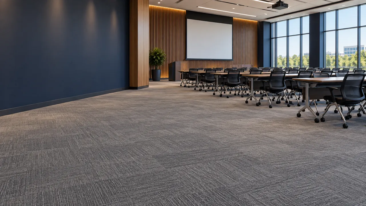 Clean carpet in a large conference and training room