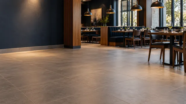 Clean tile floor in a restaurant dining room
