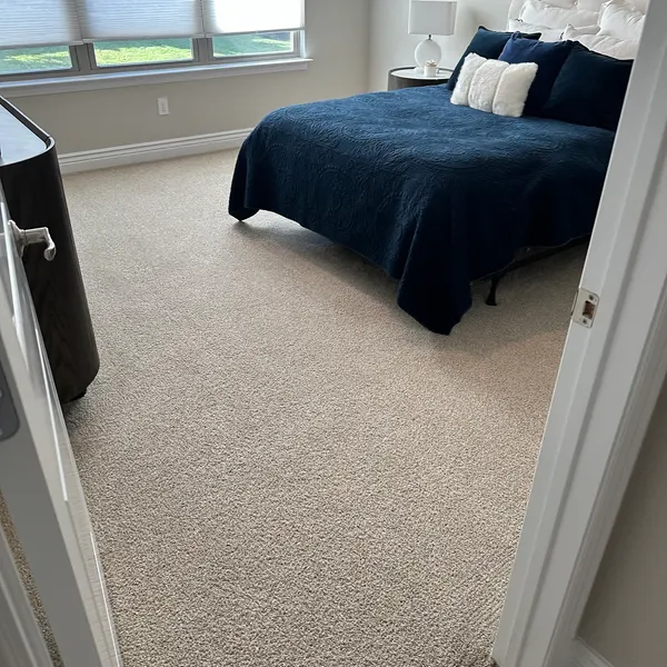Bedroom carpet after carpet cleaning in a Flower Mound home
