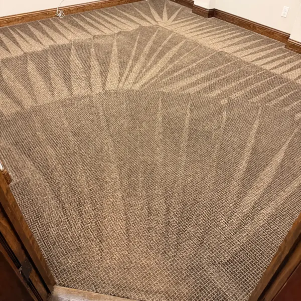 Large carpeted room with fresh grooming lines after fall carpet cleaning in Northlake