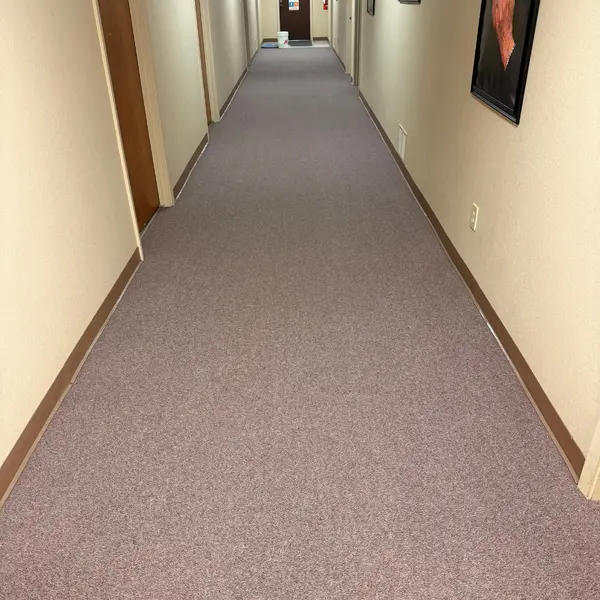 Office hallway carpet after commercial carpet cleaning in Justin