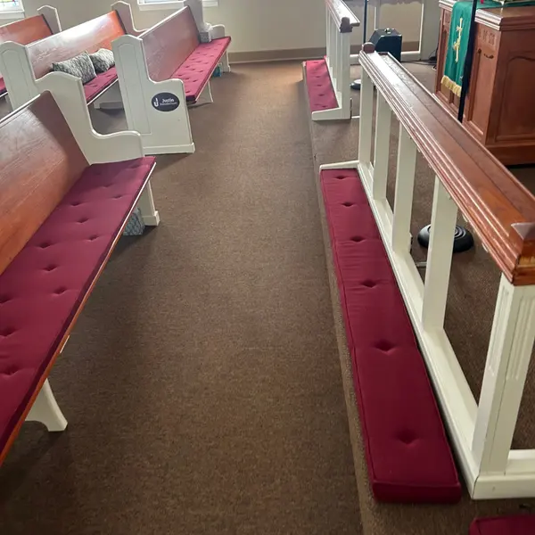 Church carpet along the pews after cleaning in North Richland Hills