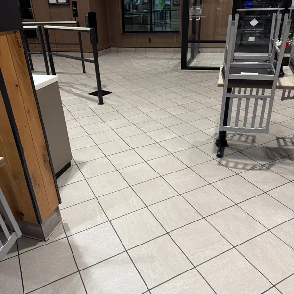 Restaurant dining area tile floor after tile and grout cleaning in Roanoke