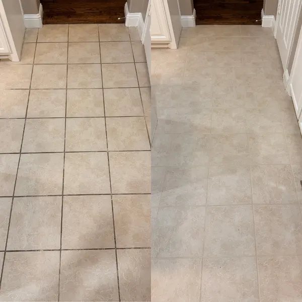 Entry grout before and after grout color sealing in Southlake
