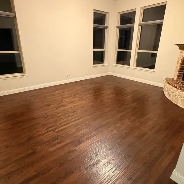 Living room hardwood after cleaning before listing photos in Colleyville
