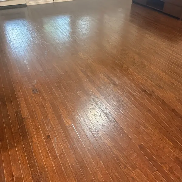 Hardwood floor after cleaning before an open house in north Fort Worth