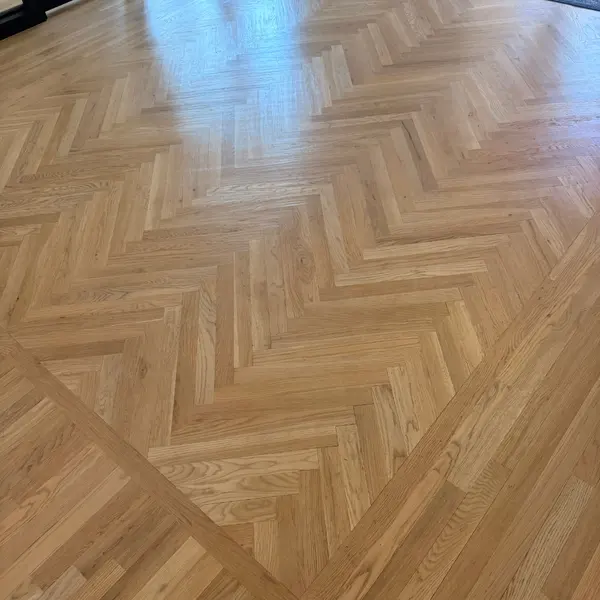 Herringbone hardwood after cleaning in a Westlake home