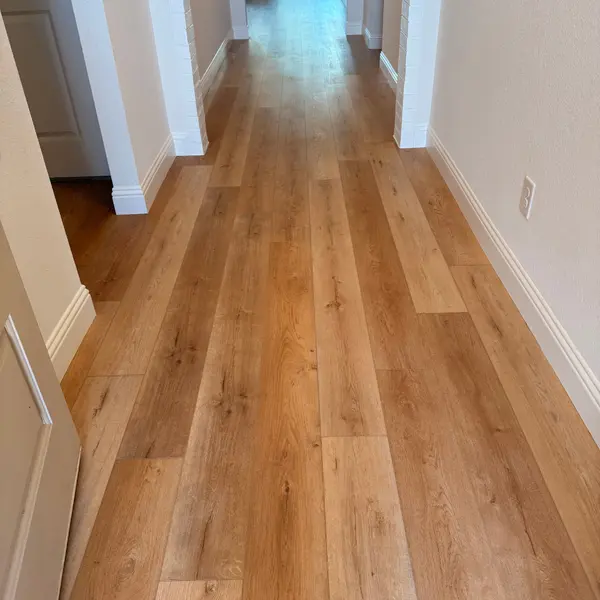 Luxury vinyl plank hallway after LVP cleaning in a Timarron home in Southlake