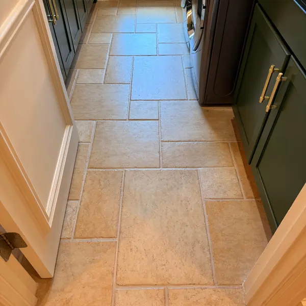 Travertine hallway after natural stone cleaning in Trophy Club