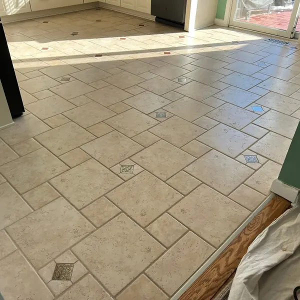 Breakfast area tile floor after tile and grout cleaning in Grapevine