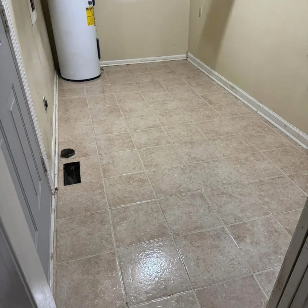 Laundry room tile floor after cleaning