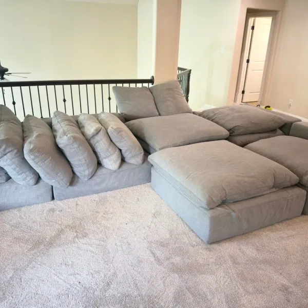Plush gray sectional after upholstery cleaning