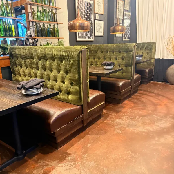 Restaurant booth seating after commercial upholstery cleaning