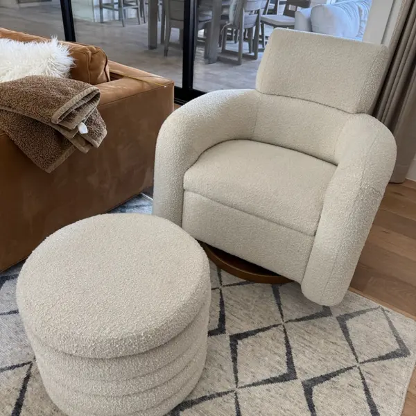 Accent chair and ottoman after upholstery cleaning in a Westlake home