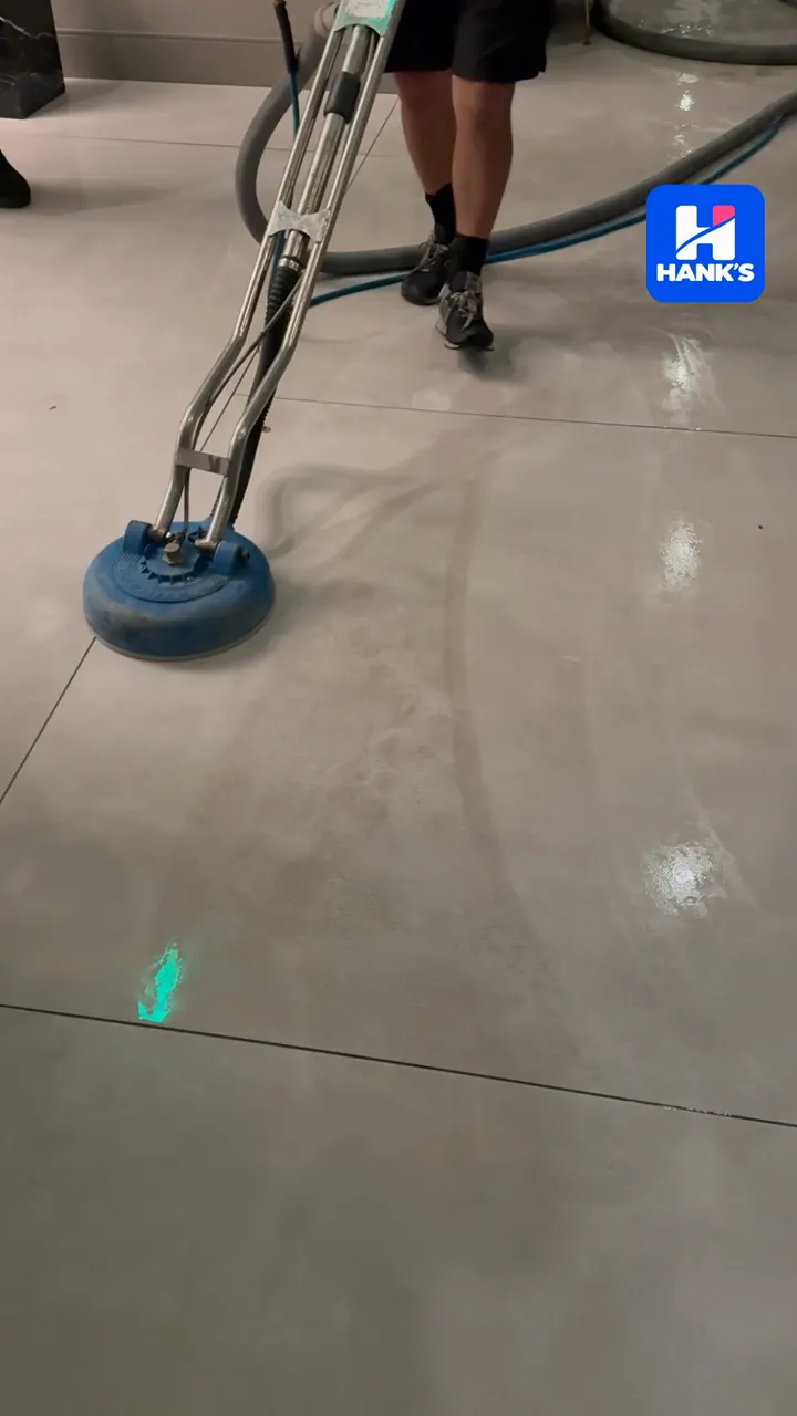 Video of a hotel lobby stone floor being cleaned in Southlake